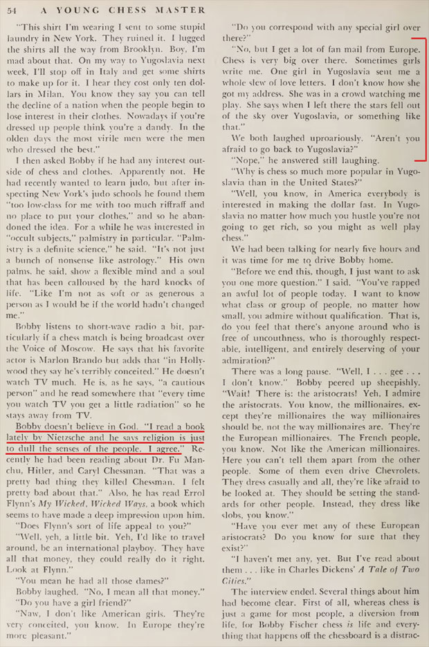 Bobby Fischer &ldquo;Portrait of a genius as a young chess master&rdquo;