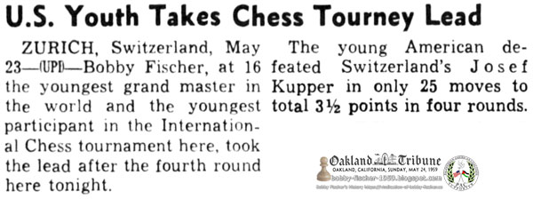 U.S. Youth Takes Chess Tourney Lead
