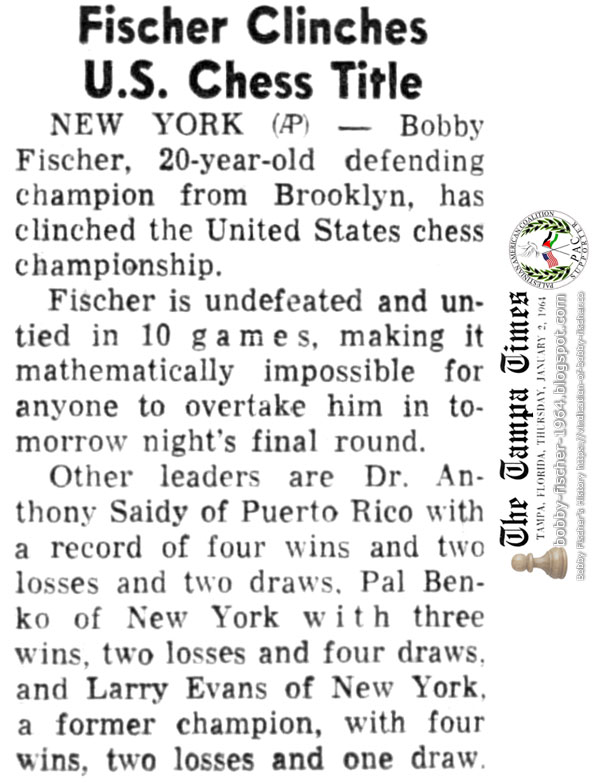Fischer Clinches U.S. Chess Title