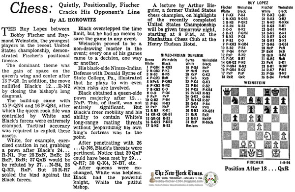 Chess: Quietly, Positionally, Fischer Cracks His Opponent's Line