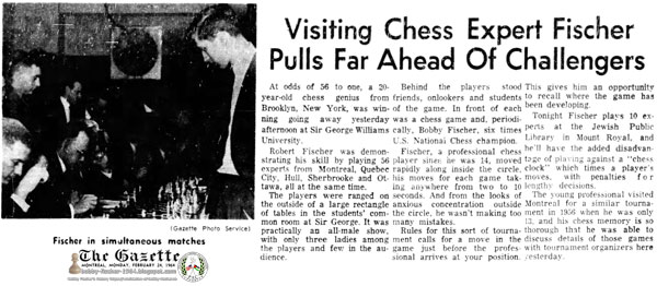 Fischer in Simultaneous Matches: Visiting Chess Expert Fischer Pulls Far Ahead of Challengers