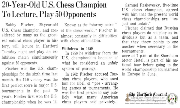 20-Year-Old U.S. Chess Champion To Lecture, Play 50 Opponents