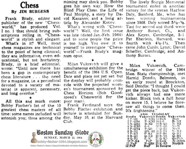 Chessworld and Bobby Fischer's Top Ten