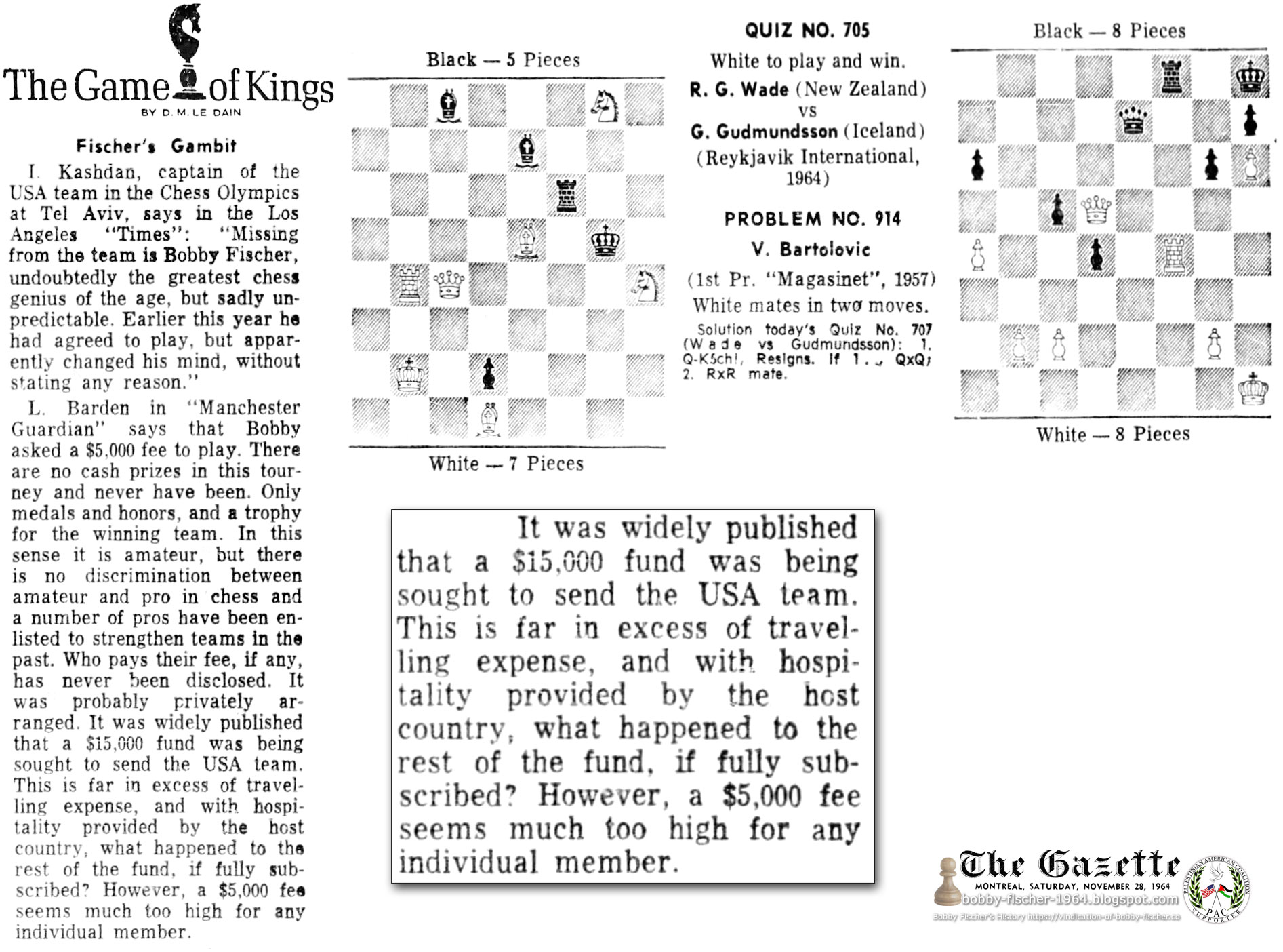 Bobby Fischer 1964: Fischer's Gambit