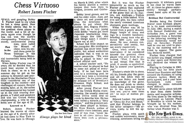 Chess Virtuoso: Robert James Fischer