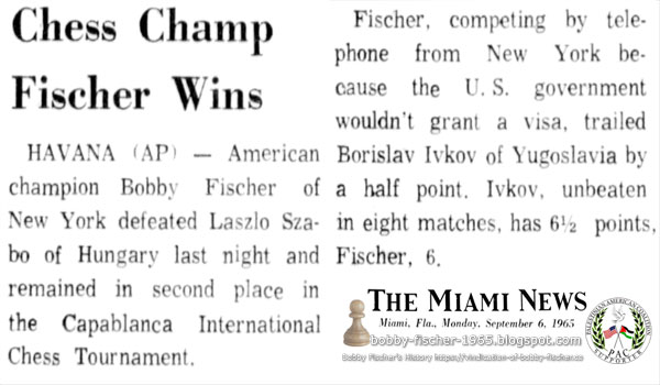 Chess Champ Fischer Wins