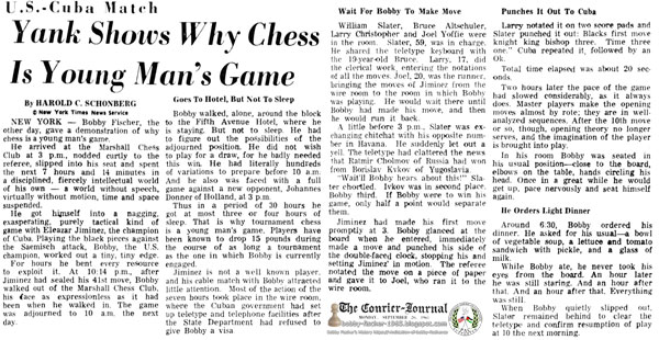 U.S.-Cuba Match - Yank Shows Why Chess Is Young Man's Game