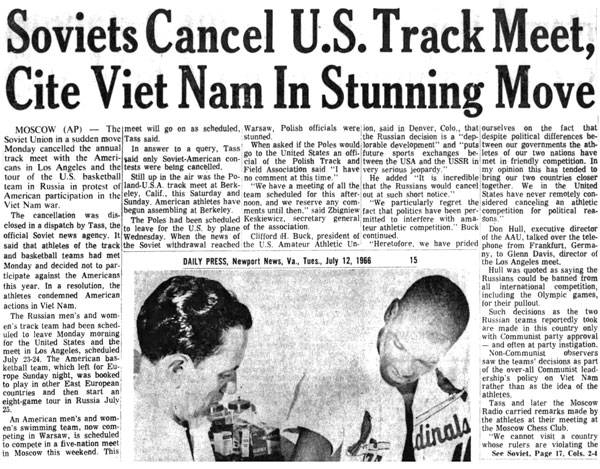Soviets Cancel U.S. Track Meet