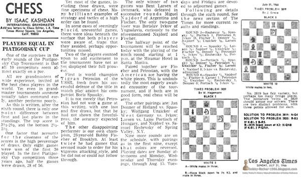 Players Equal In Piatigorsky Cup