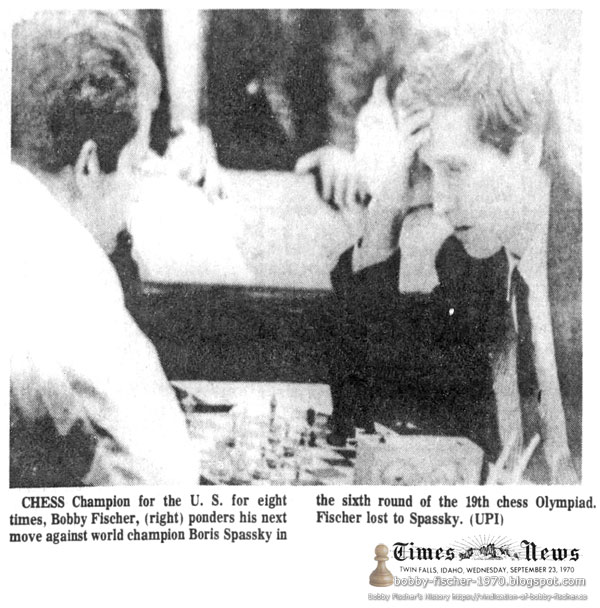 Bobby Fischer vs Boris Spassky at 19th chess Olympiad