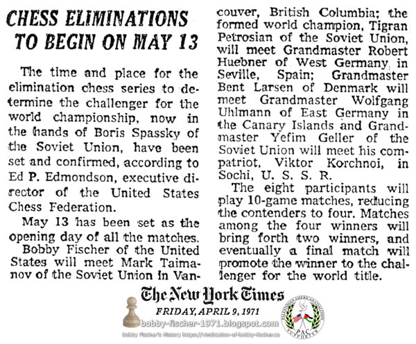 Chess Eliminations To Begin On May 13