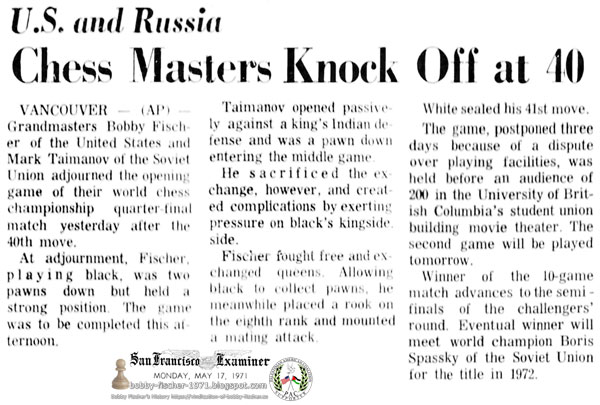 U.S. and Russia - Chess Masters Knock Off at 40