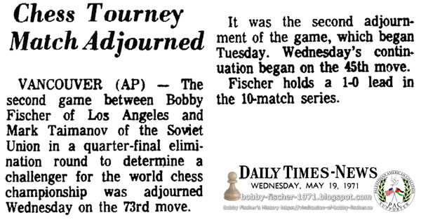 Chess Tourney Match Adjourned