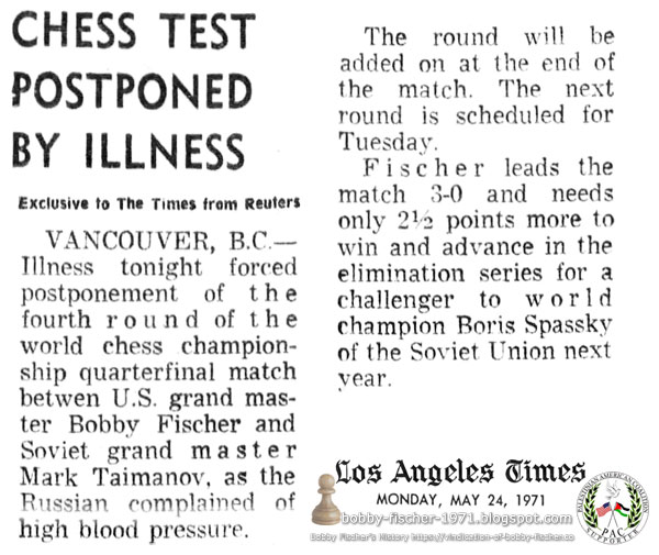 Chess Test Postponed by Illness