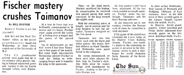 Fischer Mastery Crushes Taimanov