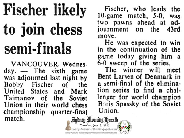 Fischer Likely To Join Chess Semi-Finals