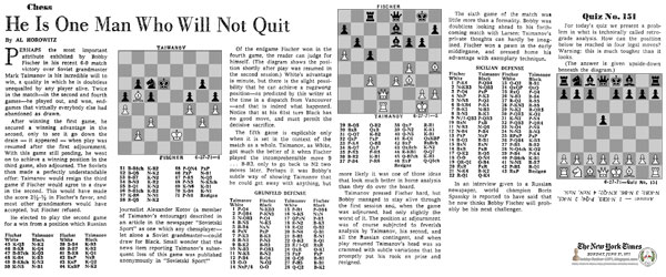 Chess - He Is One Man Who Will Not Quit