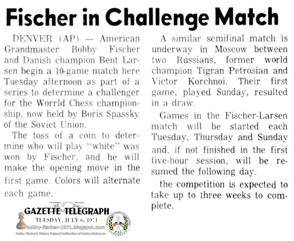 Fischer in Challenge Match