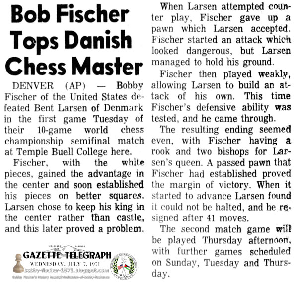 Bob Fischer Tops Danish Chess Master