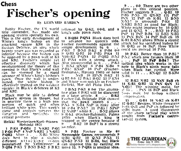 Chess - Fischer's Opening
