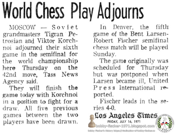 World Chess Play Adjourns