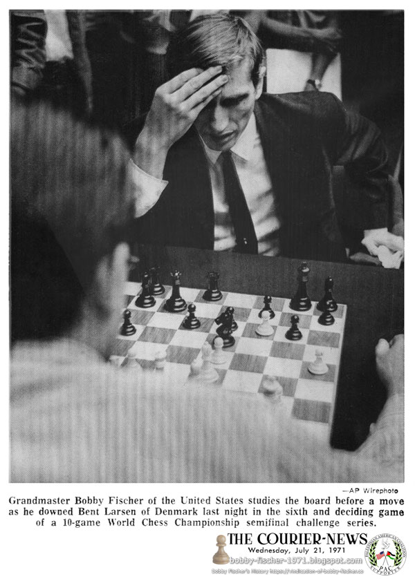 Bobby Fischer Studies the Board Before a Move