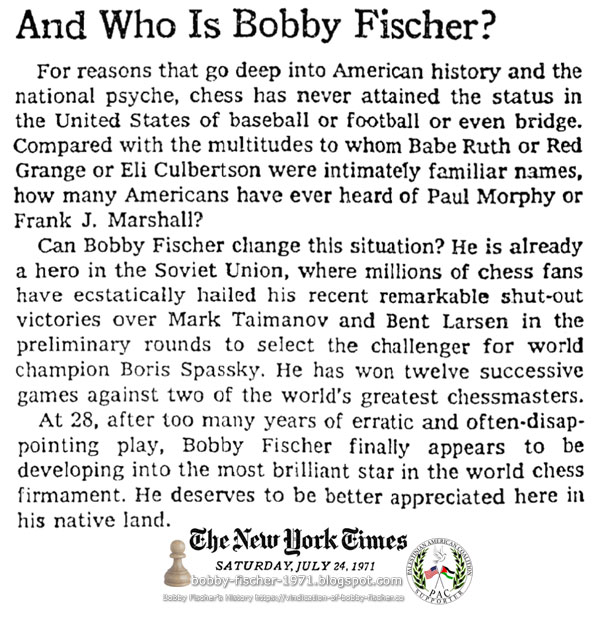 And Who Is Bobby Fischer?