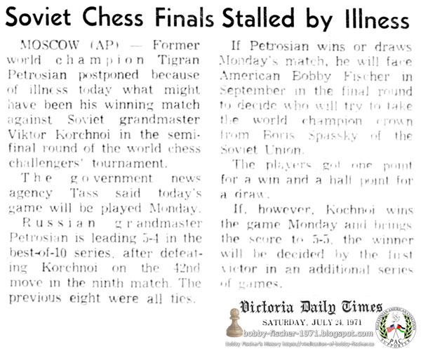 Soviet Chess Finals Stalled by Illness
