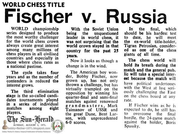 World Chess Title - Fischer V. Russia