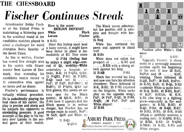 The Chessboard - Fischer Continues Streak
