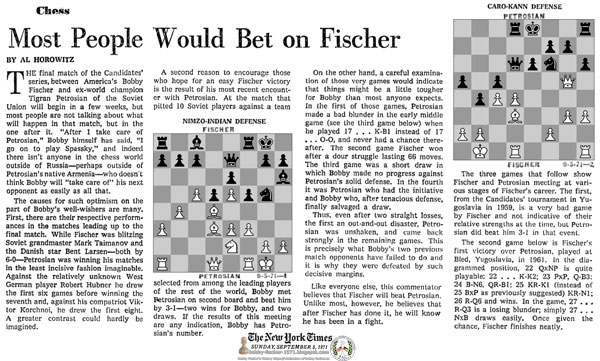 Chess: Most People Would Bet on Fischer