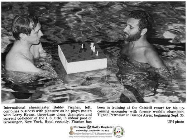 International chessmaster Bobby Fischer at Grossingers