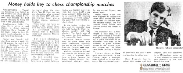 Money Holds Key To Chess Championship Matches
