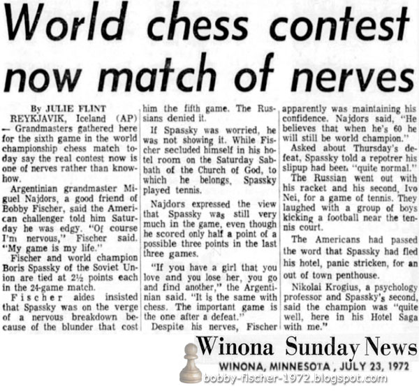 World Chess Contest Now Match of Nerves