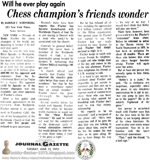 Will he ever play again: Chess champion's friends wonder