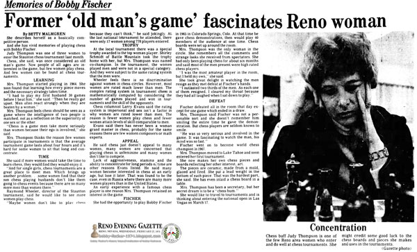 Memories of Bobby Fischer: Former 'Old Man's Game' Fascinates Reno Woman