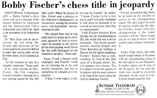 Bobby Fischer's Chess Title in Jeopardy