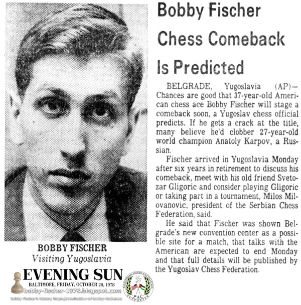 Bobby Fischer Chess Comeback Is Predicted