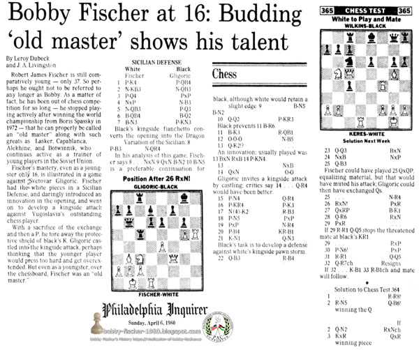Bobby Fischer at 16: Budding 'old master' shows his talent.