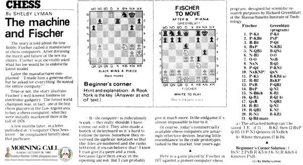 Chess: The Machine and Fischer