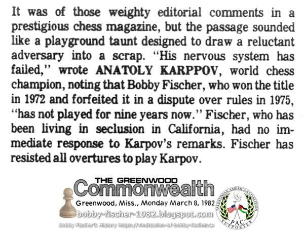 Anatoly Karpov vs. Fischer