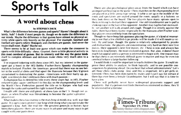 A Word About Chess