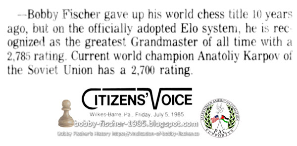 Bobby Fischer's Elo Rating At Retirement