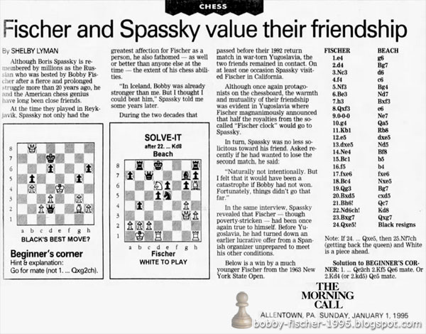 Fischer and Spassky value their friendship