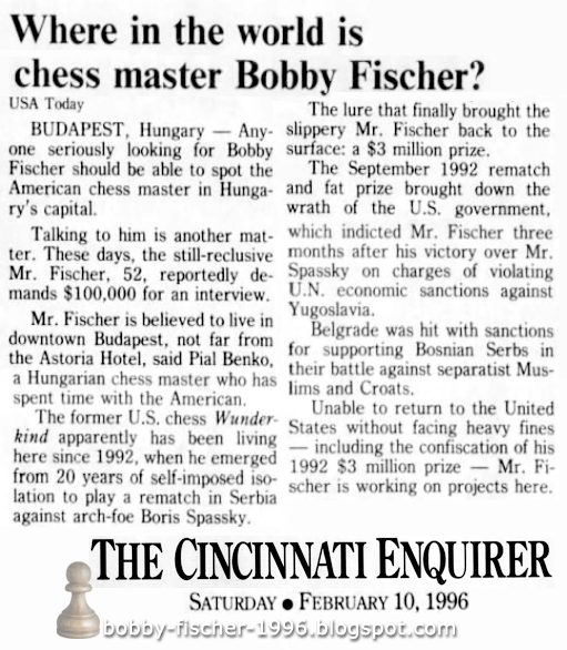 Where In The World Is Chess Master Bobby Fischer?