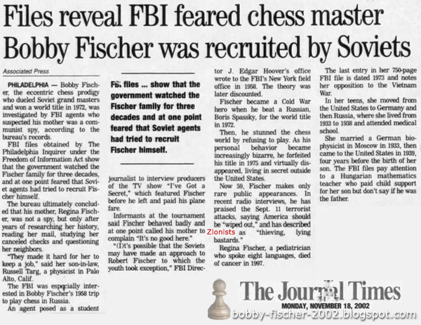 Files reveal FBI feared chess master Bobby Fischer was recruited by Soviets