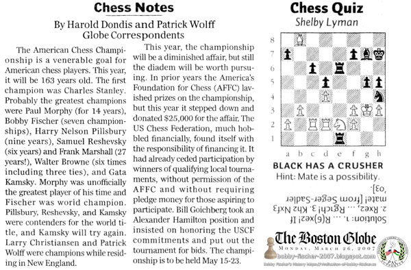 Chess Notes: The American Chess Championship