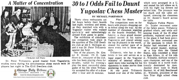 A Matter of Concentration: 30 to 1 Odds Fail to Daunt Yugoslav Chess Master