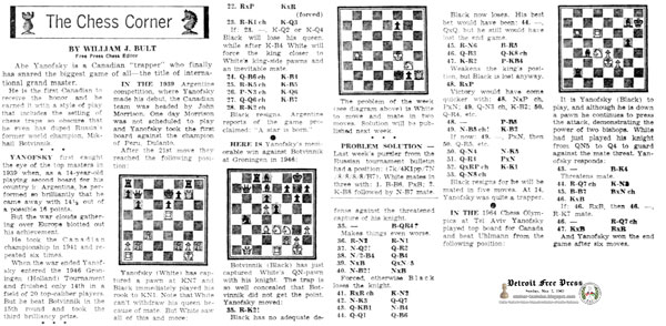 May 02, 1965, The Chess Corner, Detroit Free Press by William J. Bult May 02, 1965, The Chess Corner, Detroit Free Press by William J. Bult