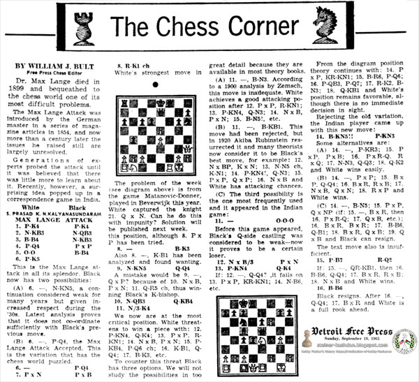 September 19, 1965, The Chess Corner, Detroit Free Press